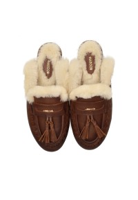Bovenaanzicht Haboob JOLIE bruine damesloafers met tassels