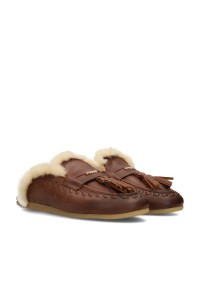 Seitenansicht der braunen Haboob JOLIE Damen-Loafer mit weichem Futter