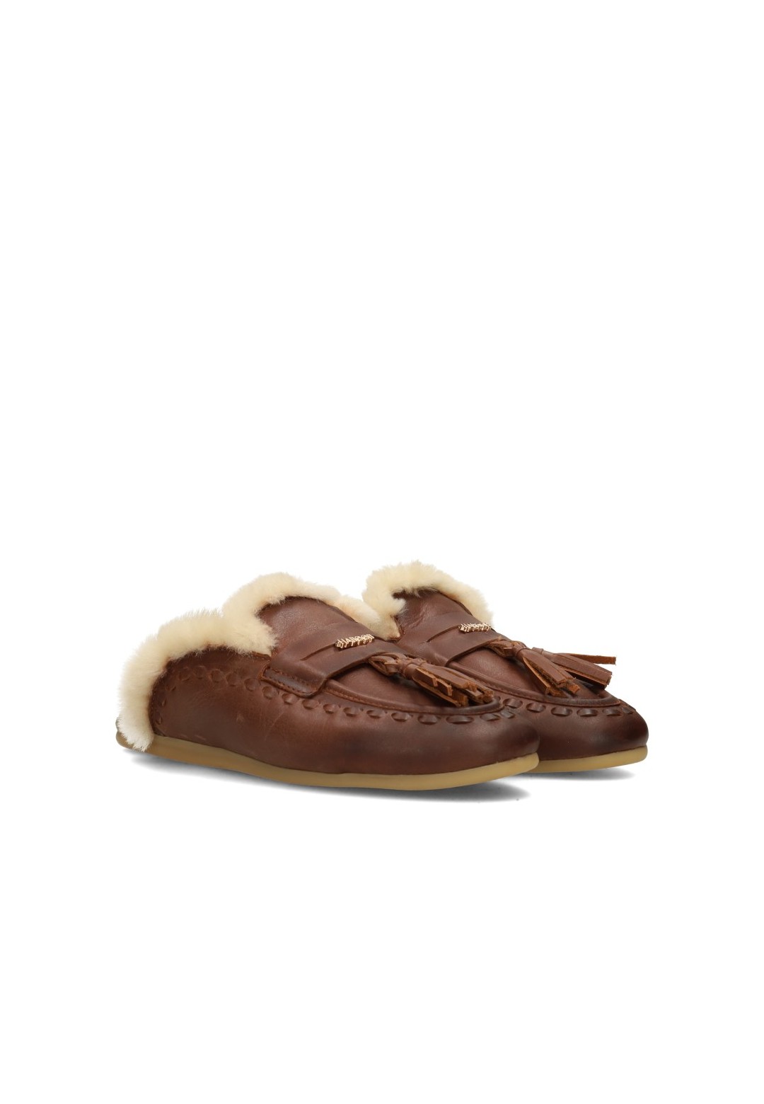 Zijaanzicht Haboob JOLIE bruine damesloafers met zachte voering