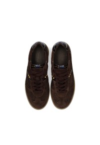 Dark brown Skye sneakers by PS Poelman with a lace-up closure and a mix of materials.