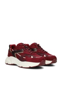 POSH By Poelman Ayoki women's burgundy sneakers – angled front view