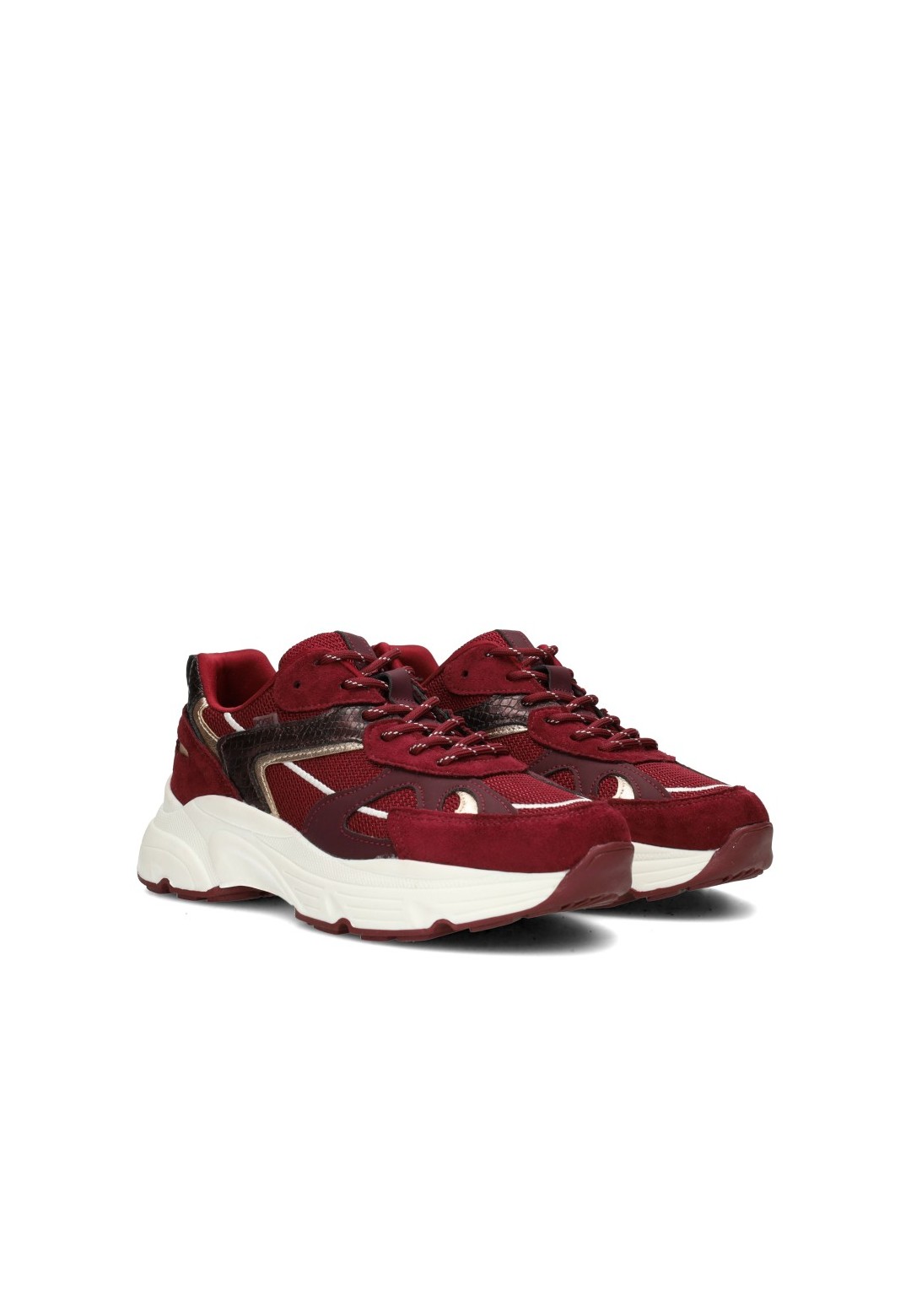 POSH By Poelman Ayoki women's burgundy sneakers – angled front view