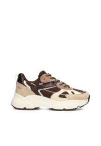 POSH By Poelman Ayoki Damen Sneaker in Beige, Braun und Schwarz – Seitenansicht Produkt