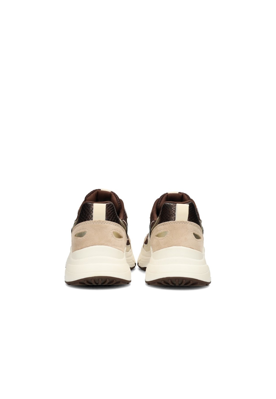 POSH By Poelman Ayoki Sneaker in Beige, Braun und Schwarz – Rückansicht Paar