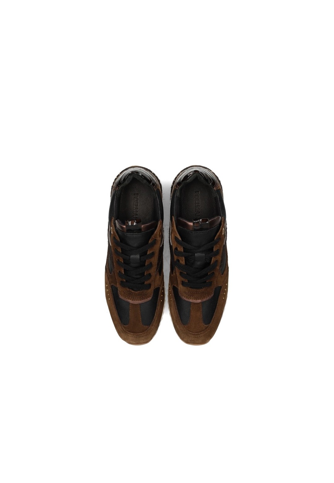 Poelman VALERIA Damen Sneaker in Braun und Schwarz – Draufsicht