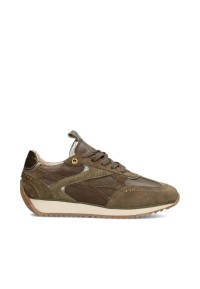Poelman VALERIA Damen Sneaker aus grünem Leder und Wildleder – Seitenansicht