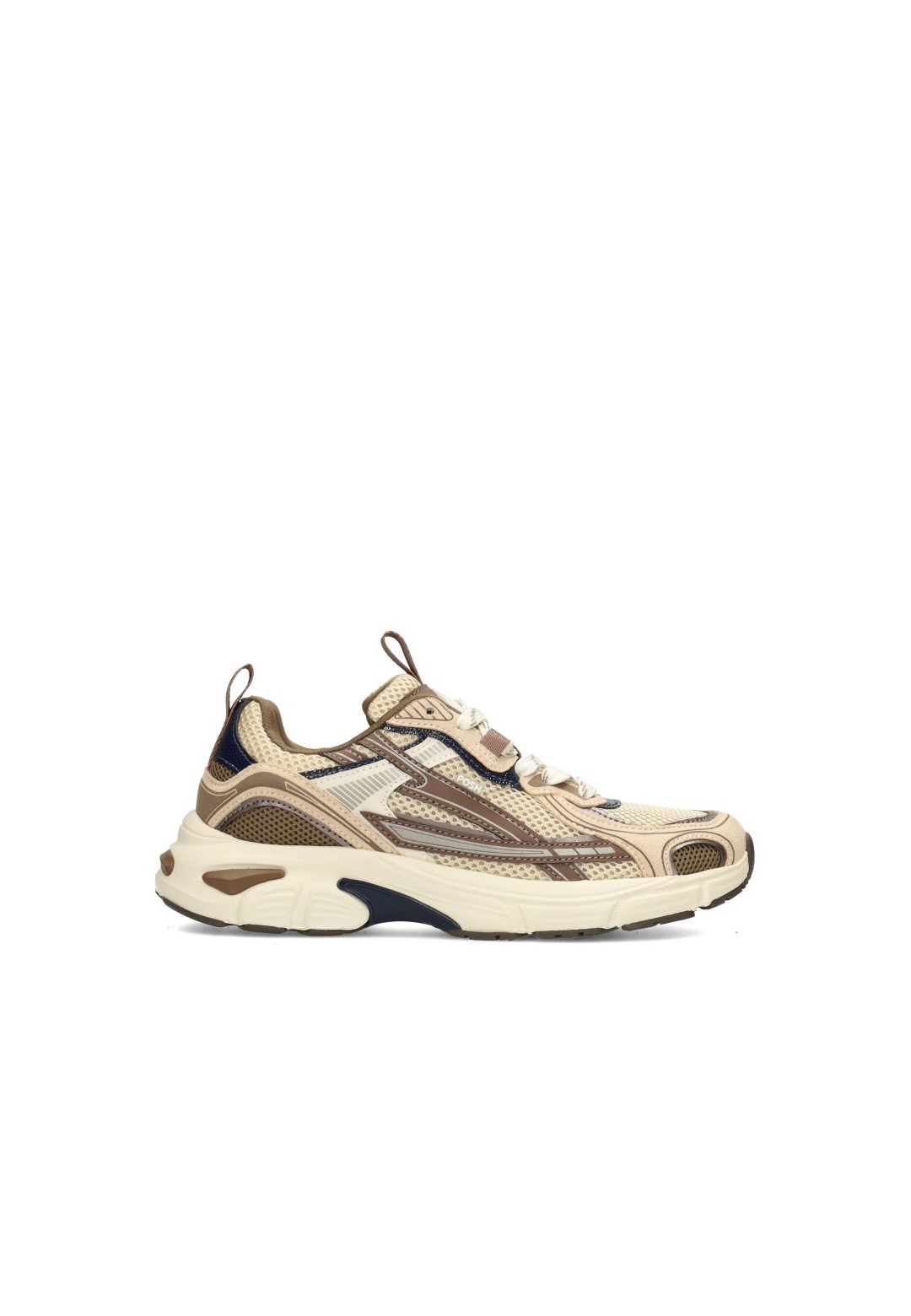 POSH by Poelman HARPER dames sneaker in beige en bruin – zijaanzicht