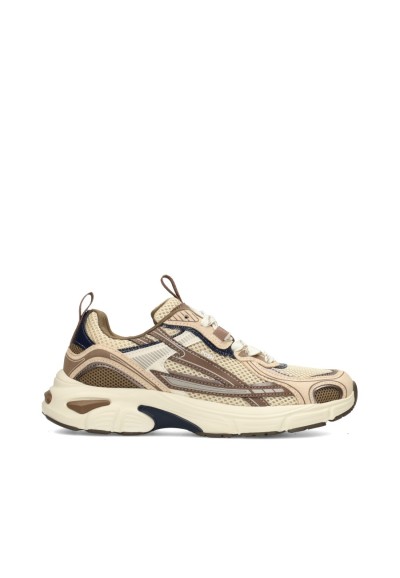 POSH by Poelman HARPER dames sneaker in beige en bruin – zijaanzicht