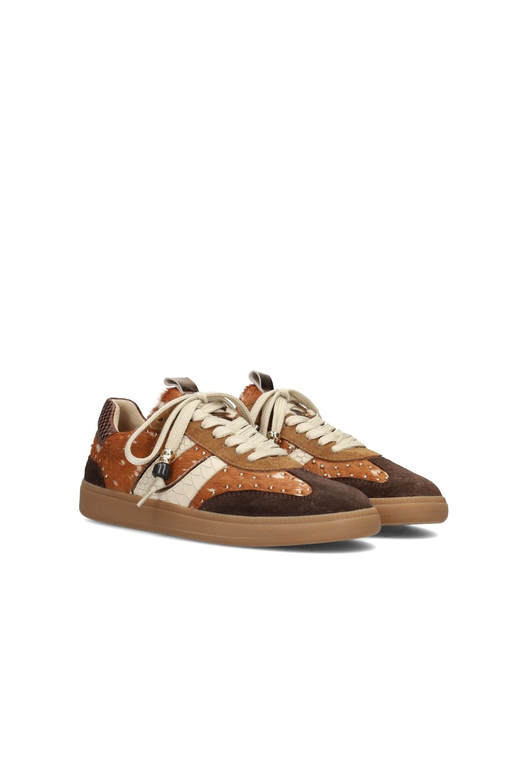 HABOOB SKYE dames sneakers van leer en suède met vachtafwerking en gumzool