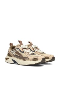 POSH by Poelman HARPER chunky sneaker in beige en bruin – schuin vooraanzicht