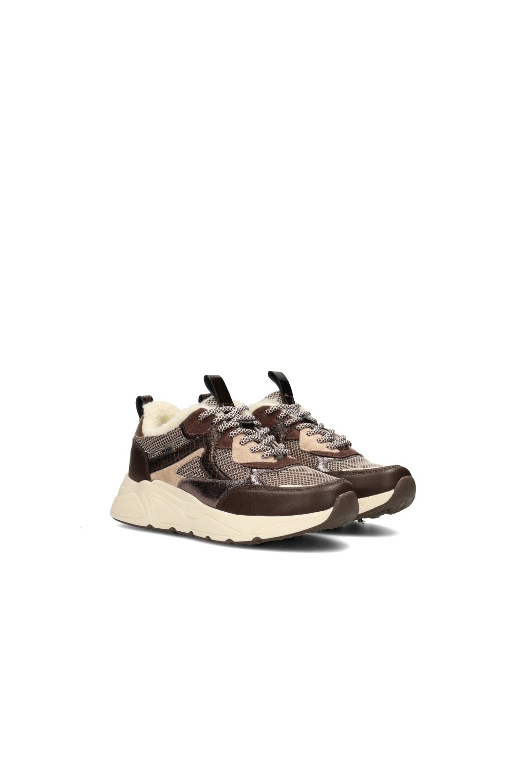 POSH By Poelman Kiki Rose girls' sneakers in beige, brown and gold – angled front view