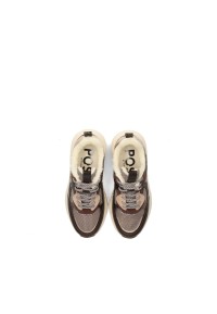 POSH By Poelman Kiki Rose girls' sneakers in beige, brown and gold – top view pair