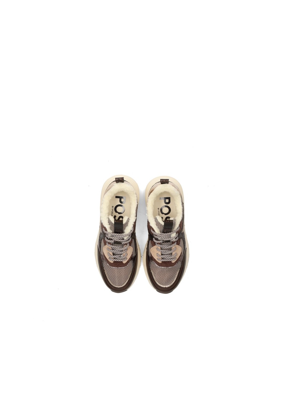 POSH By Poelman Kiki Rose girls' sneakers in beige, brown and gold – top view pair