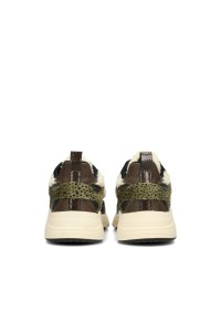 Achteraanzicht van de olijfgroene POSH by Poelman CARO sneakers met chunky zool.