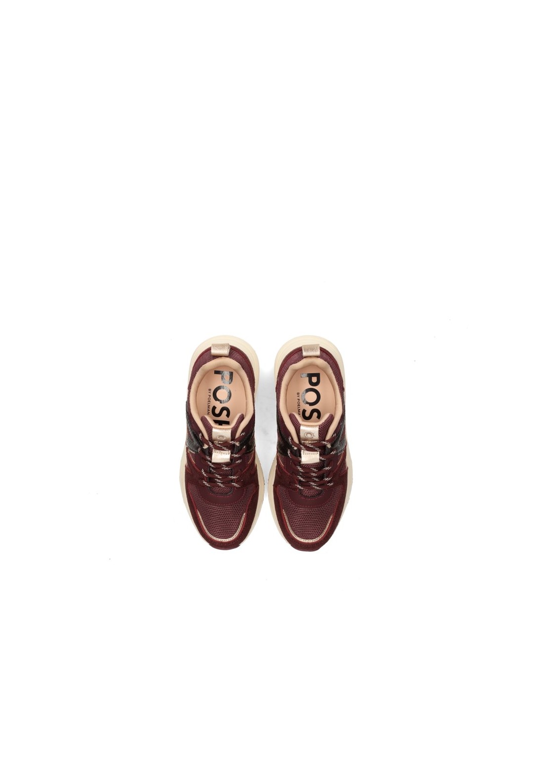POSH By Poelman Carocel girls' burgundy sneakers – top view pair