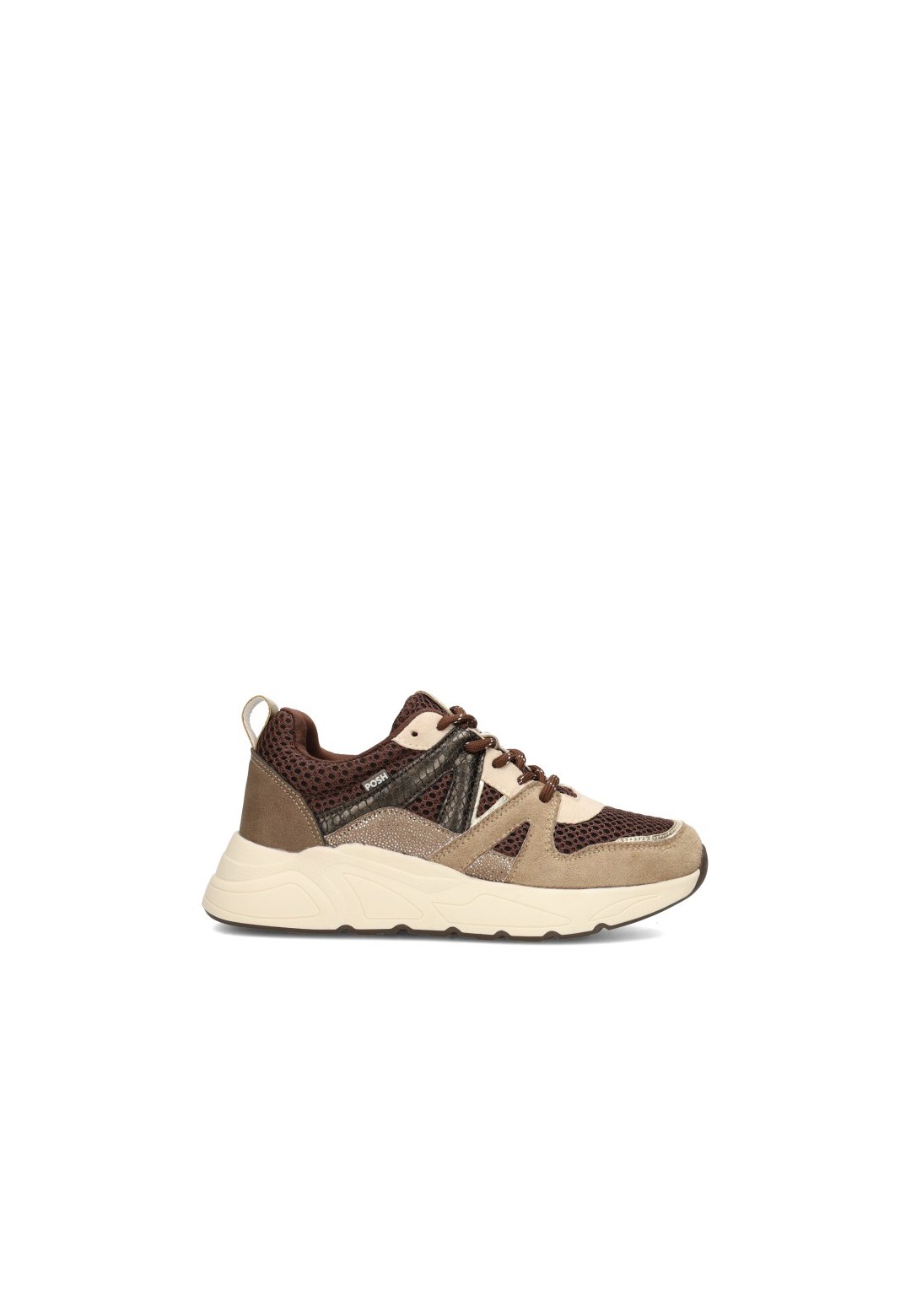 POSH By Poelman Carocel girls' sneakers in beige, taupe and brown – side view product