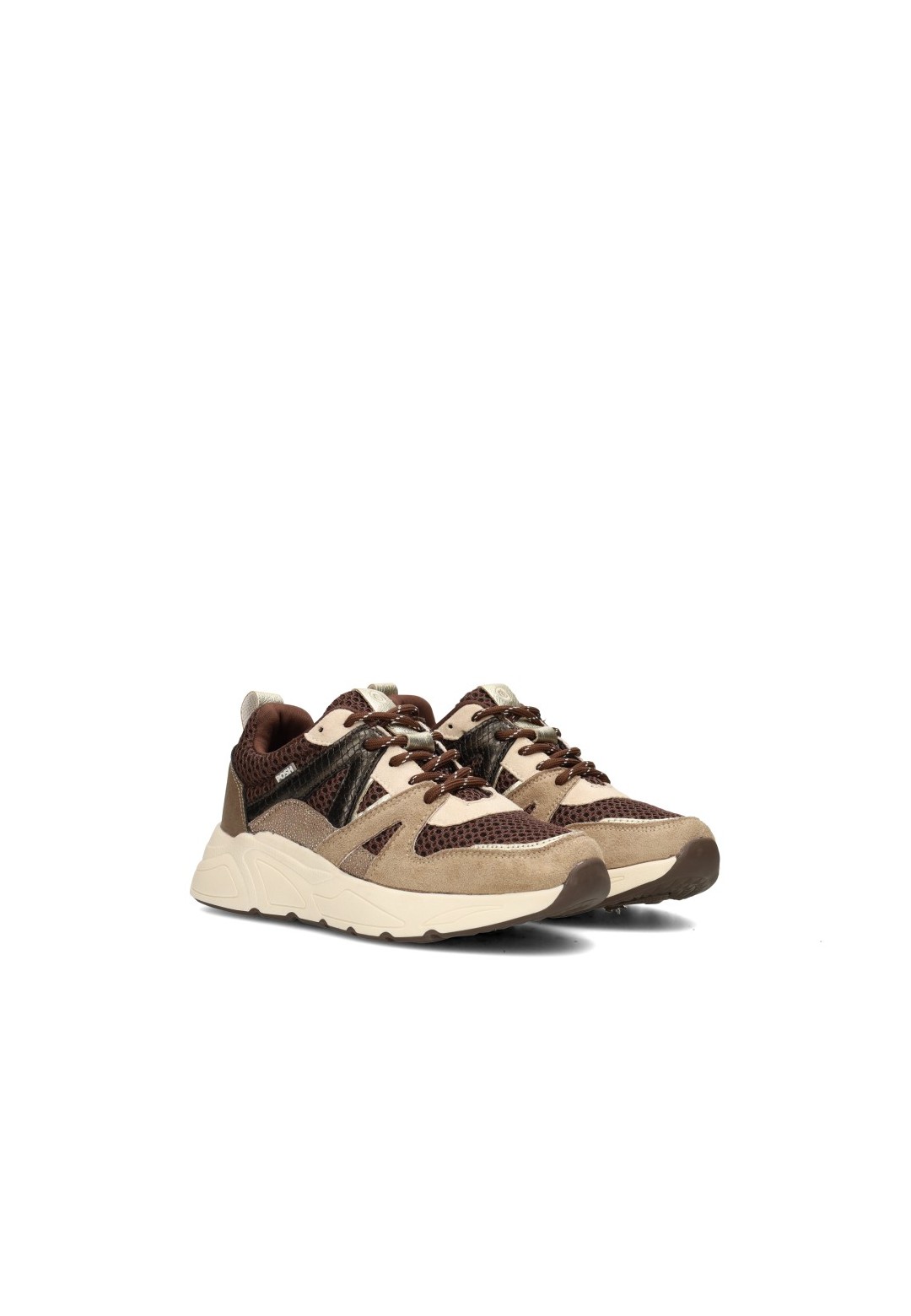 POSH By Poelman Carocel girls' sneakers in beige, taupe and brown – angled front view