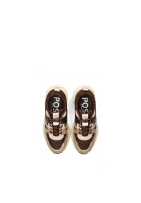 POSH By Poelman Carocel girls' sneakers in beige, taupe and brown – top view pair