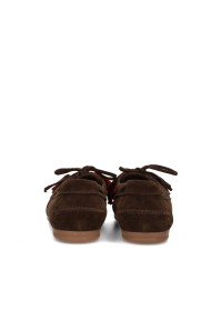 Achteraanzicht van de Poelman ANNE dames loafers van donkerbruin suède