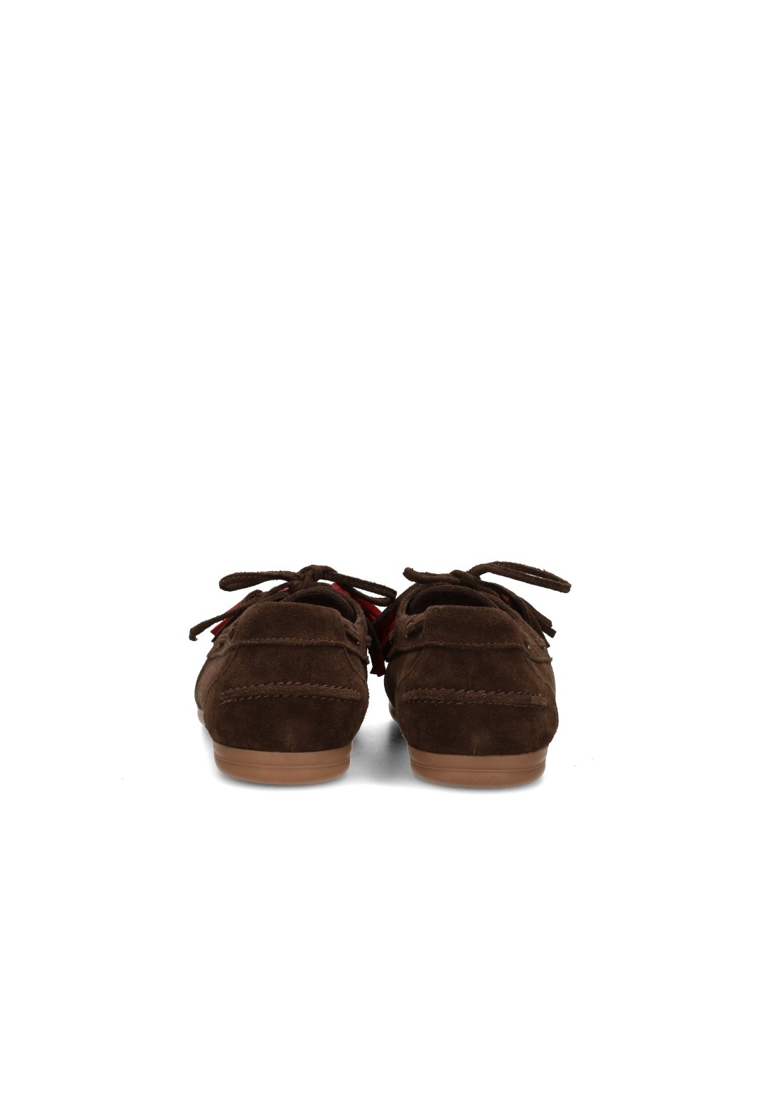 Achteraanzicht van de Poelman ANNE dames loafers van donkerbruin suède