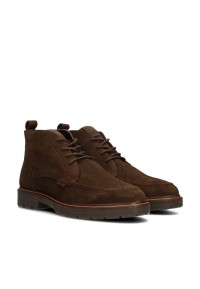 Poelman NICK brown suede men's lace-up shoes – angled front view