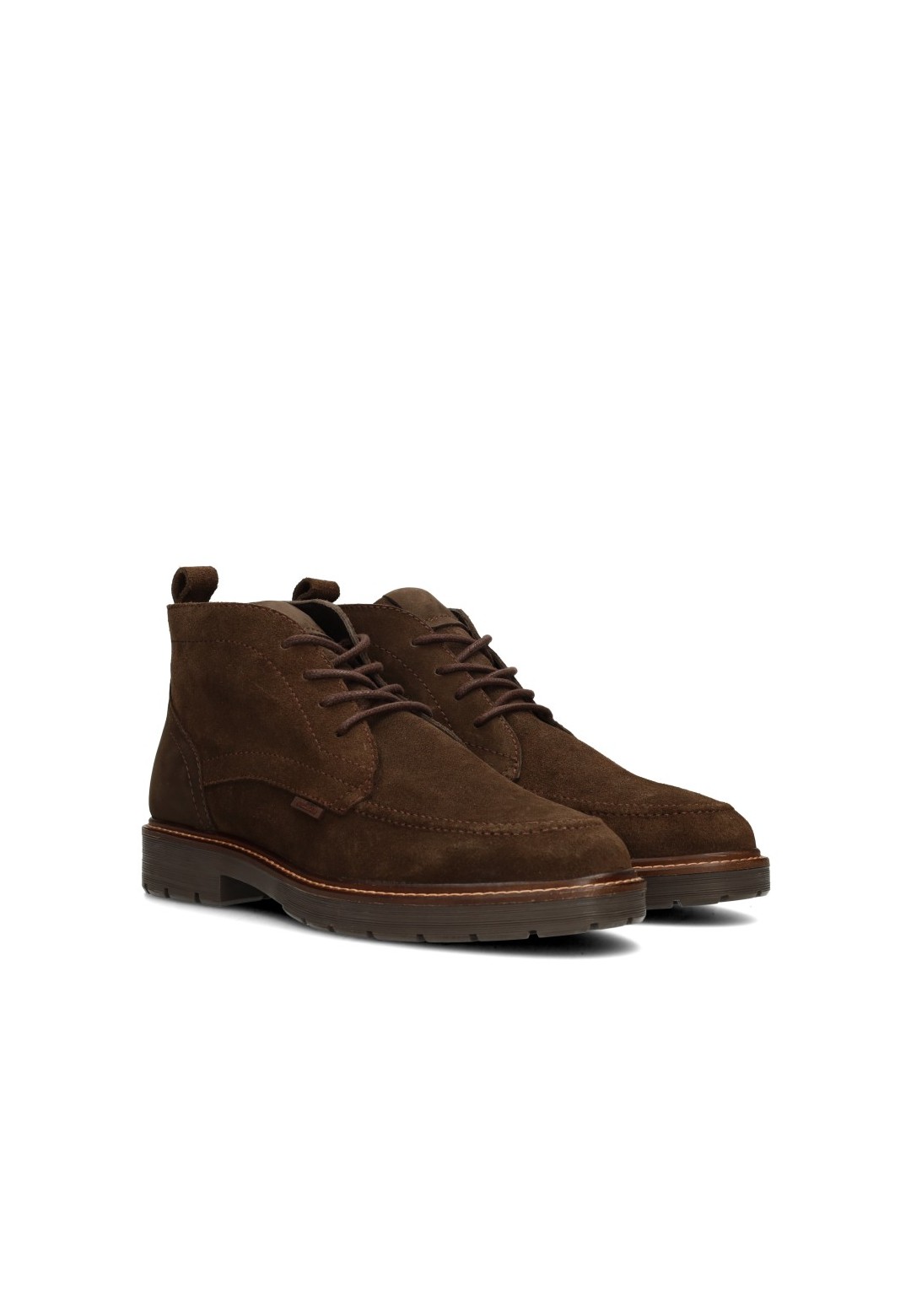 Poelman NICK brown suede men's lace-up shoes – angled front view