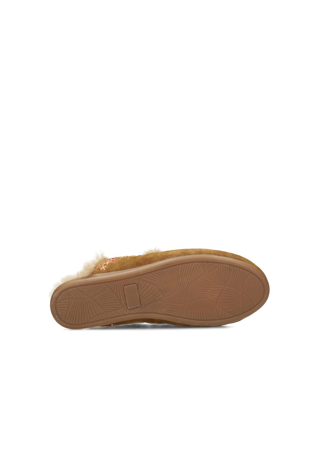 Bottom view of the light brown Poelman NINA slippers featuring a flat sole.