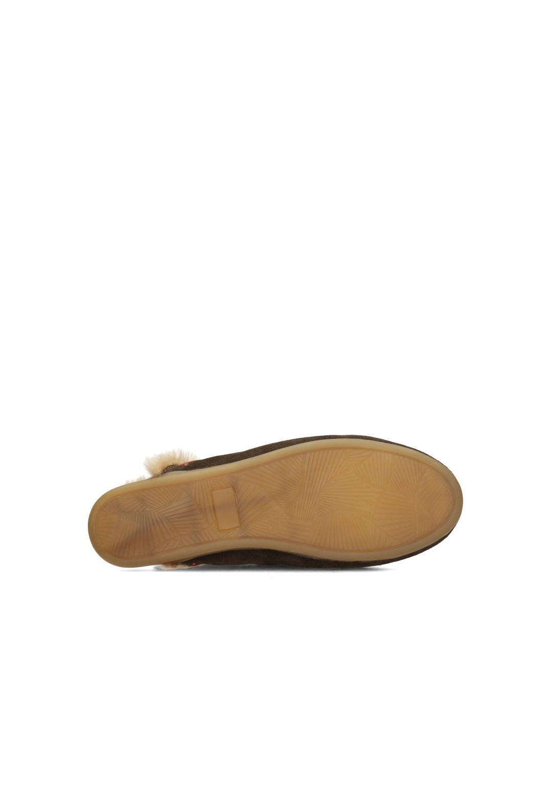 Bottom view of the brown Poelman NINA slippers featuring a flat sole.