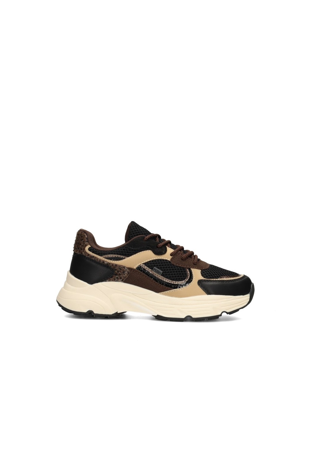 POSH By Poelman Angy dames sneakers zwart met beige – zijaanzicht product