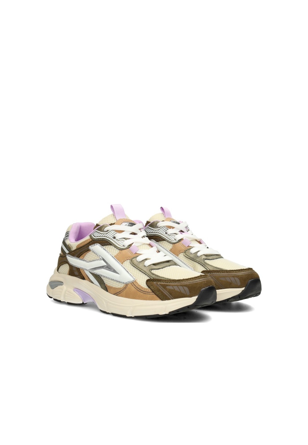 POSH By Poelman Ginny dames sneakers wit met goud en lila – schuin vooraanzicht