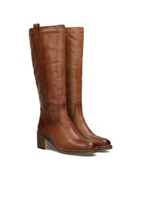 Poelman LINA cognacfarbene Lederstiefel für Damen Seitenansicht