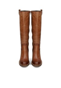 Poelman LINA cognacfarbene Damen Lederstiefel Vorderansicht