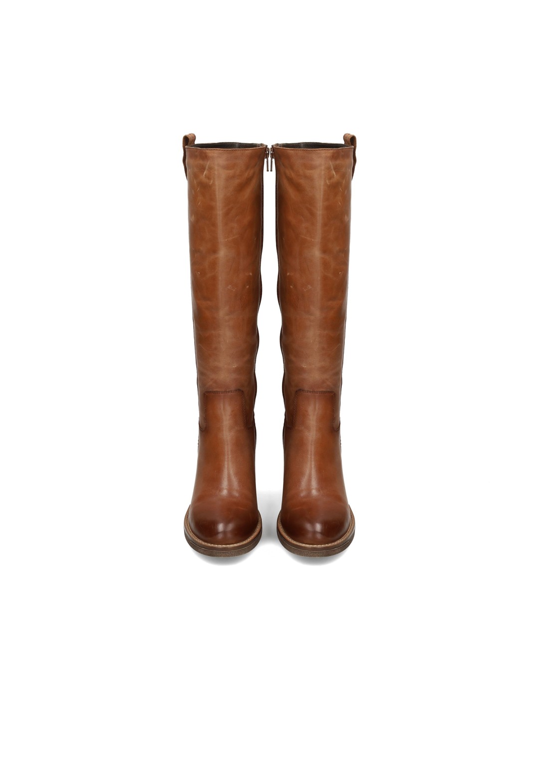Poelman LINA cognac leather women's boots front view