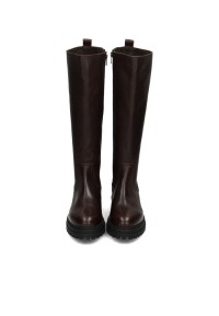 HABOOB LIMONE dark brown leather women's boots front view