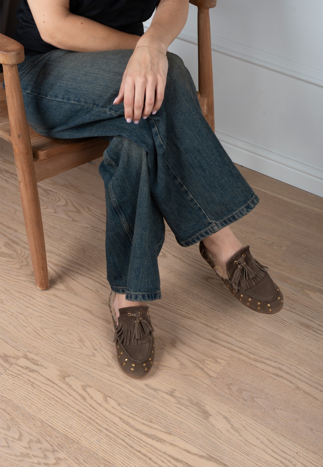 Poelman LISA dames loafers gedragen met jeans