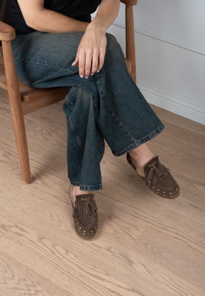 Poelman LISA dames loafers gedragen met jeans