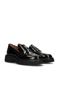 POSH By Poelman Lexy women's black loafers – angled front view