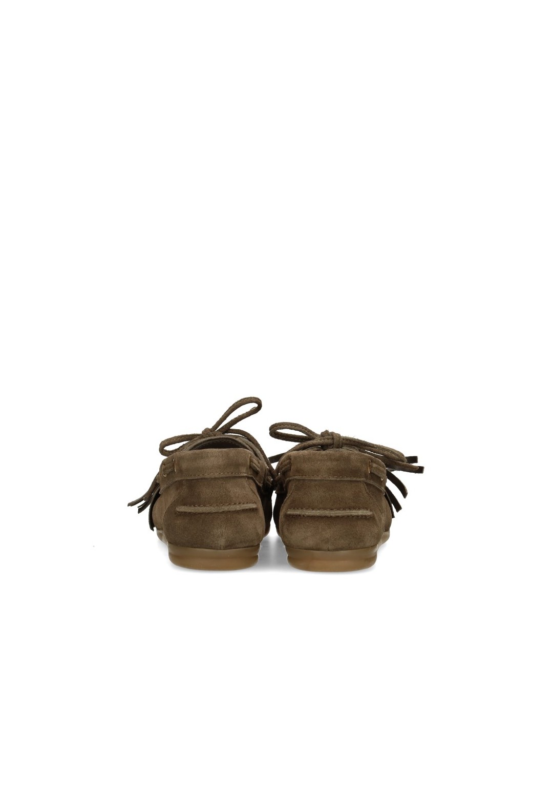 Rear view of the Poelman VITA women's olive suede loafers