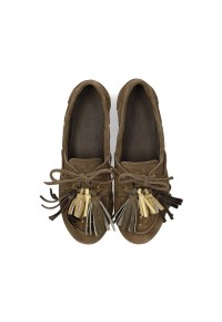 Top view of the Poelman VITA women's loafers with fringe and metallic bead details