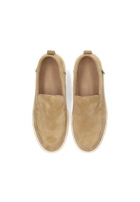 Poelman Mathijs men's taupe suede loafers – top view pair