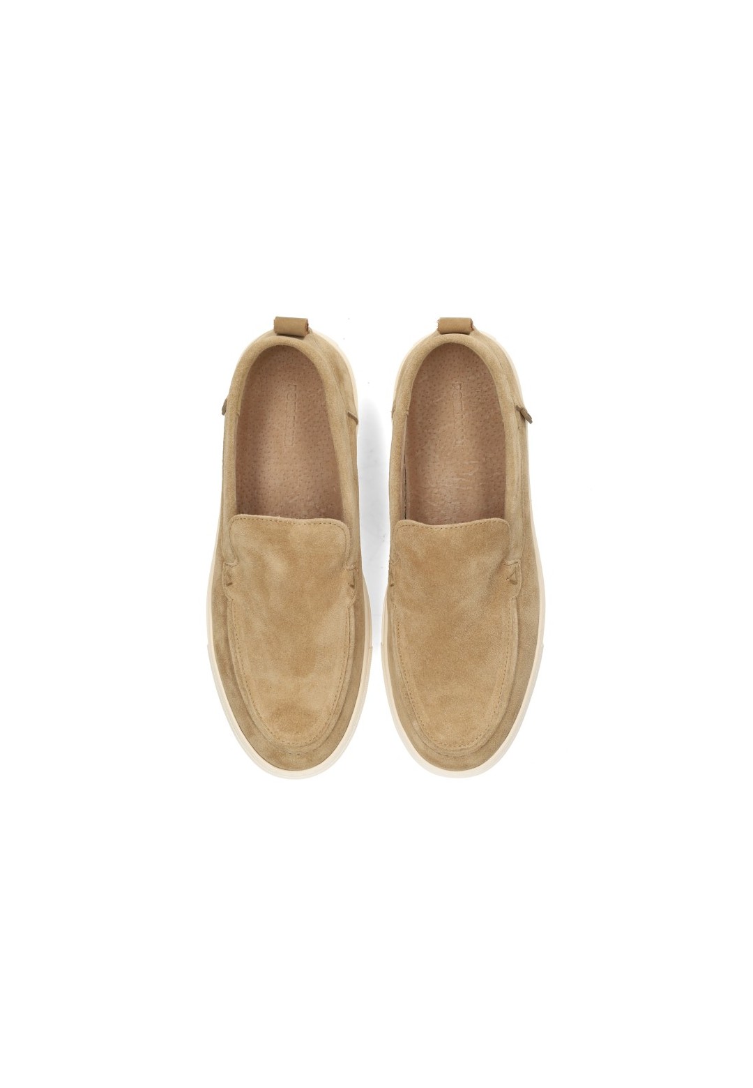 Poelman Mathijs men's taupe suede loafers – top view pair