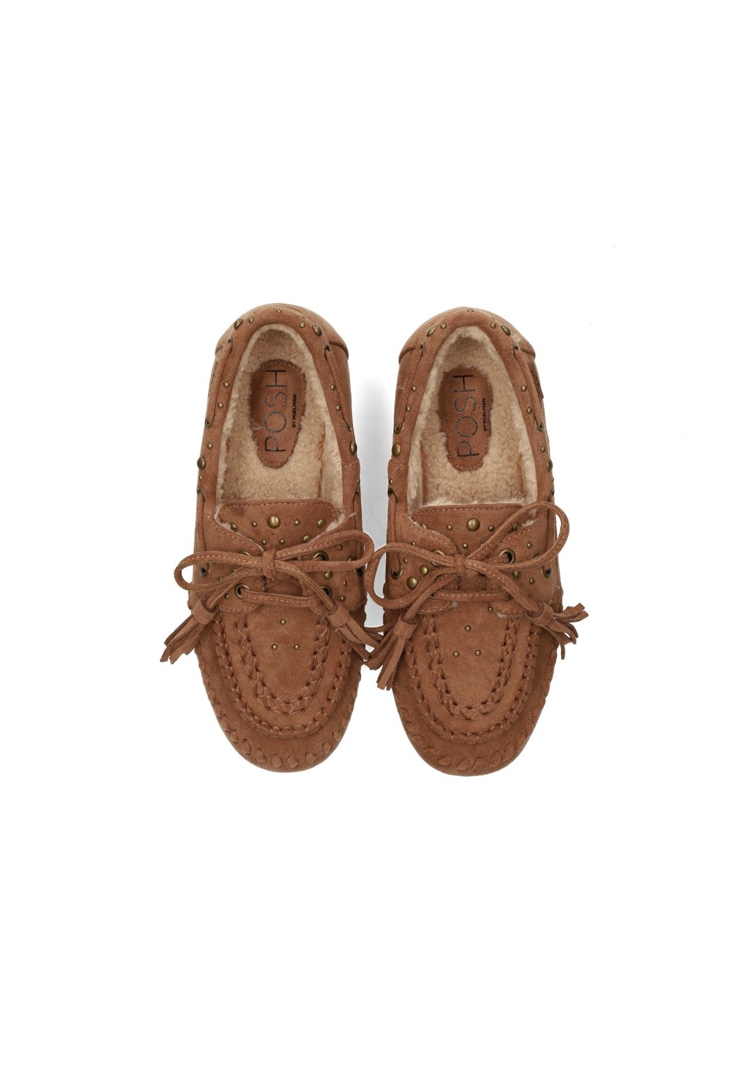 POSH by Poelman MAE women’s cognac loafers – top view