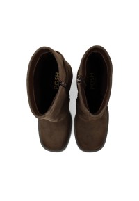 POSH By Poelman Shanti Damen Stiefel aus braunem Wildleder – Draufsicht Paar