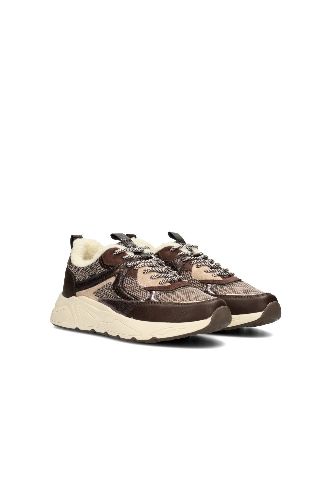 POSH by Poelman KIKI dames sneakers bruin metallic zijaanzicht