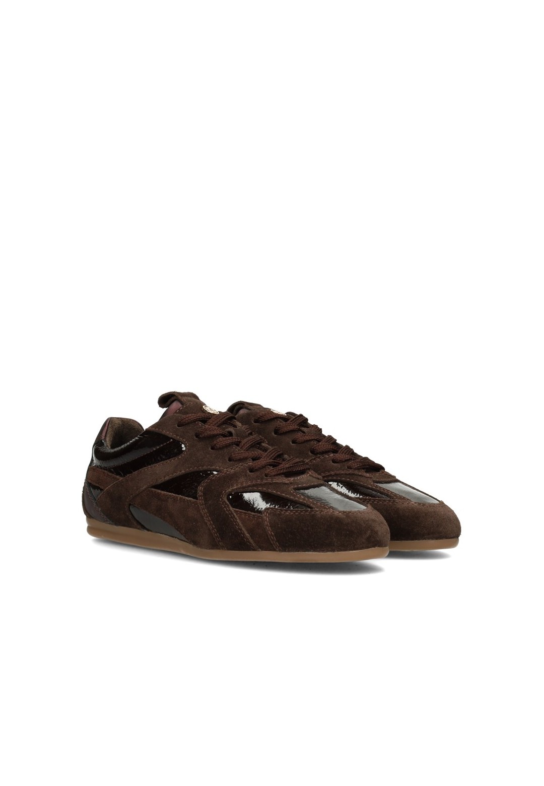 HABOOB AYLA donkerbruine dames sneakers schuin vooraanzicht