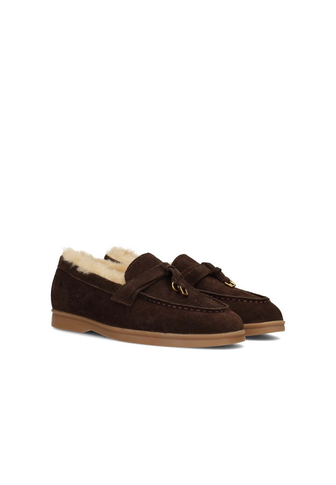 Poelman ZALAMA dames loafers in bruin suède – schuin zijaanzicht