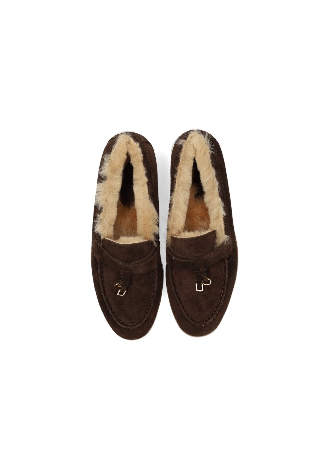 Poelman ZALAMA braune Wildleder-Loafer mit warmem Futter – Draufsicht