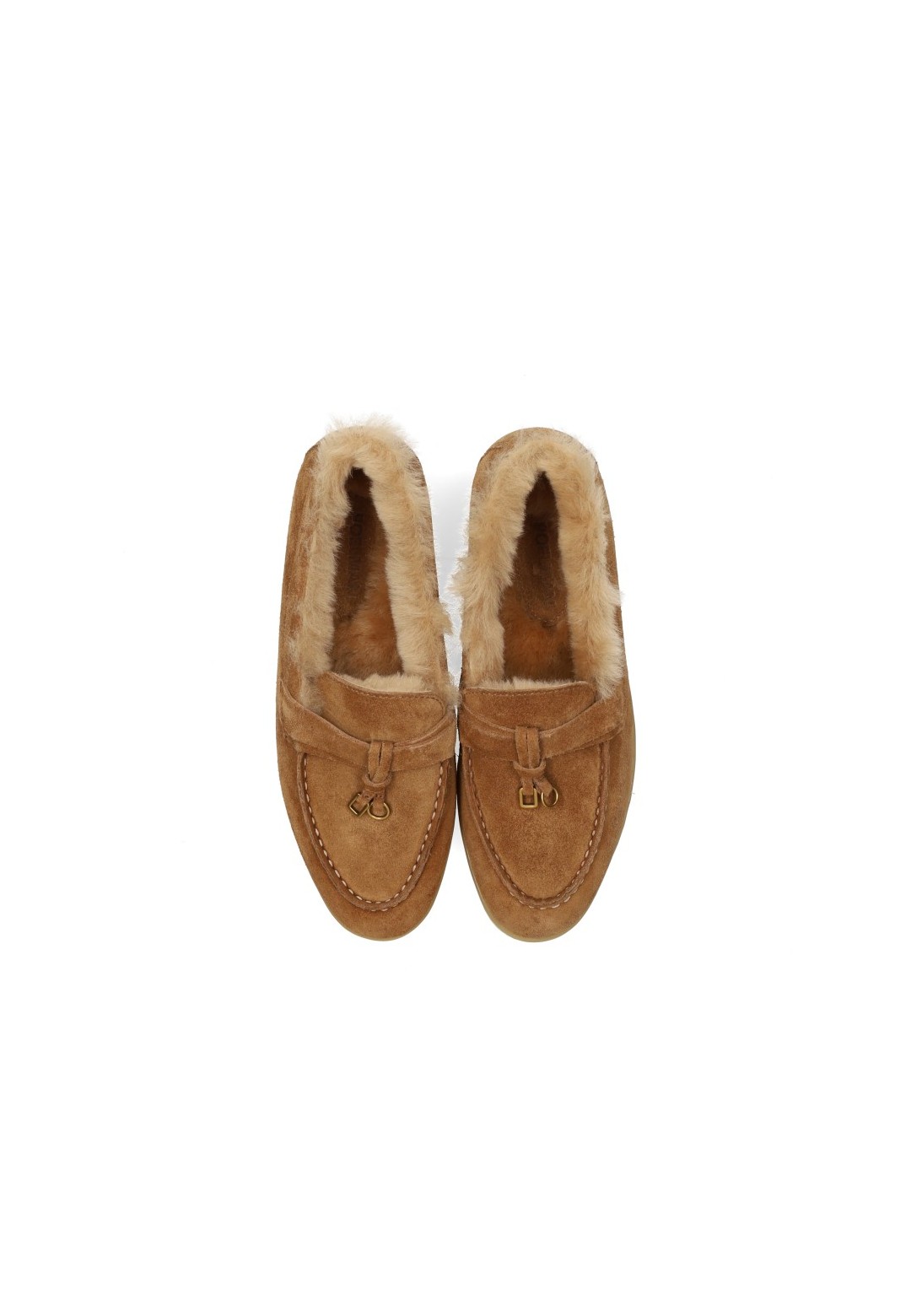 Poelman ZALAMA cognacfarbene Wildleder-Loafer – Draufsicht