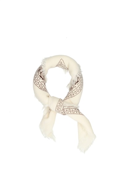 Poelman off white women’s scarf with brown paisley print