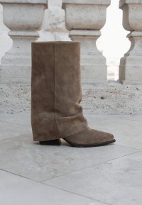 POSH by Poelman CELESTE taupefarbene Stiefel mit hohem Schaft